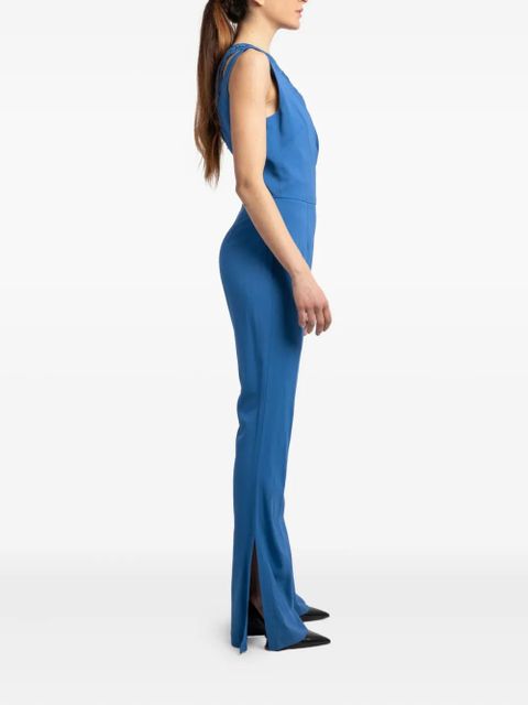 PINKO lace insert flared jumpsuit - Blue