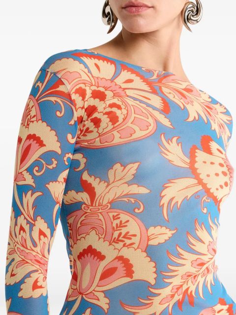 ETRO floral-motif long-sleeve top - Blue