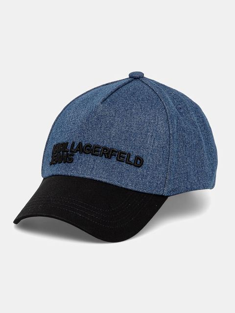 Karl Lagerfeld Jeans czapka z daszkiem bawełniana kolor niebieski gładka A3M33098 - zdjęcie produktu nr 1