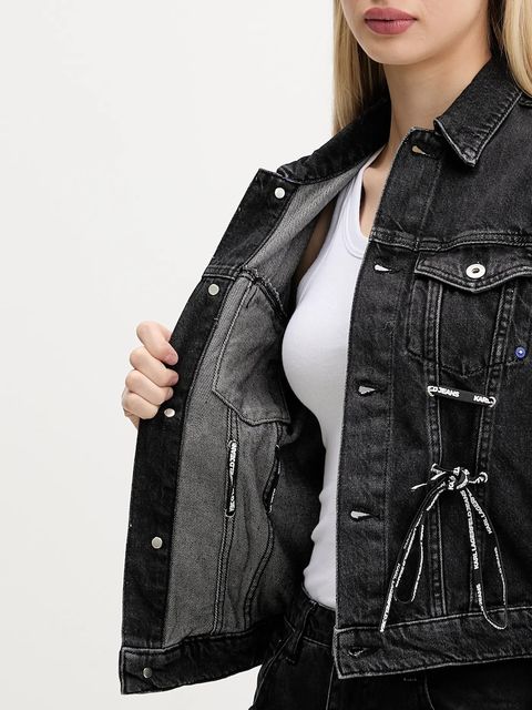 Karl Lagerfeld Jeans kurtka jeansowa kolor czarny przejściowa A4W14012