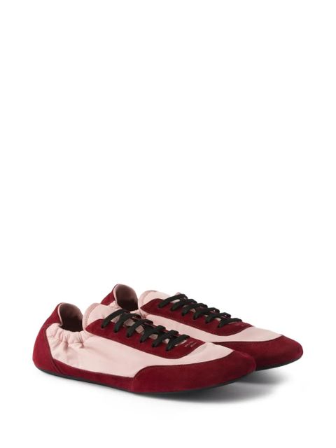 Prada suede-panel lace-up sneakers - Red