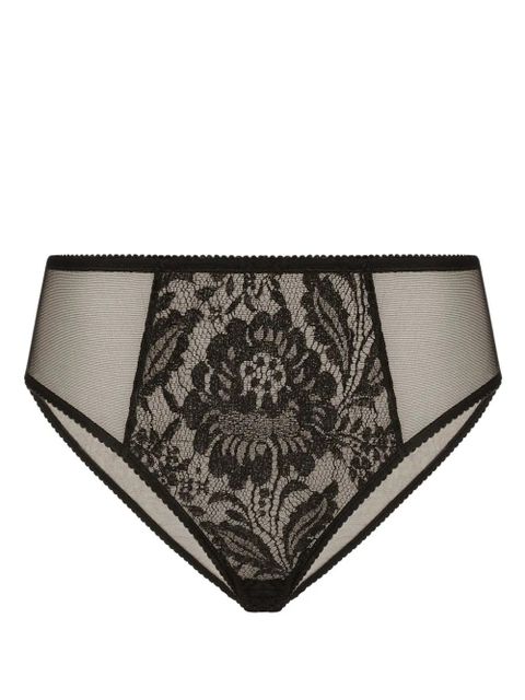 Dolce & Gabbana floral-lace virgin wool briefs - Black - zdjęcie produktu nr 1