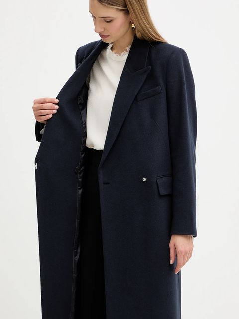 BOSS płaszcz kaszmirowy kolor granatowy 50548726