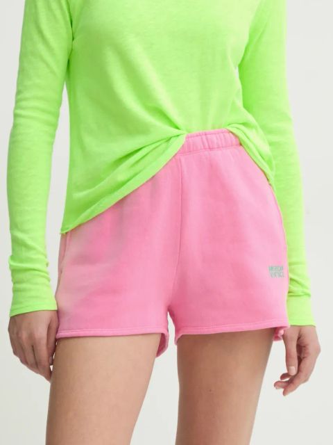 American Vintage szorty damskie kolor różowy gładkie high waist IZU09AE25