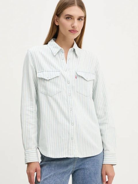 Levi's koszula jeansowa damska kolor biały regular z kołnierzykiem klasycznym