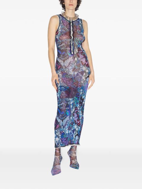 Jean Paul Gaultier butterfly-print mesh dress - Blue - zdjęcie produktu nr 2