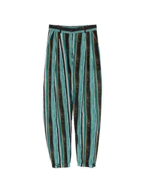 PINKO striped pleated straight trousers - Green - zdjęcie produktu nr 1