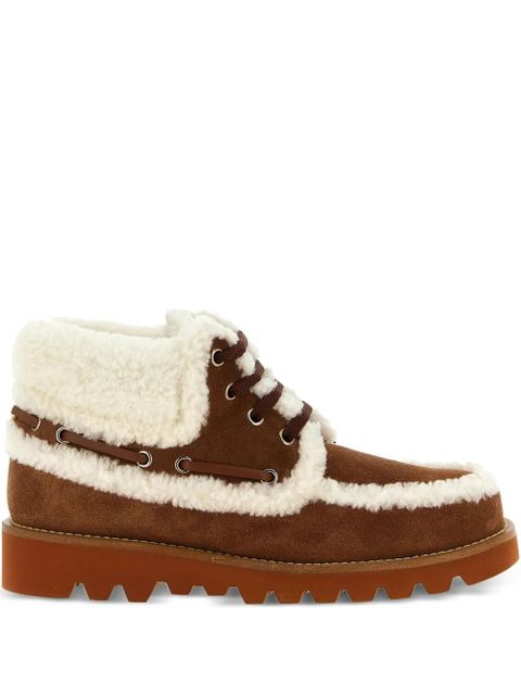 Valentino Garavani VLogo-detail lace-up leather boots - Brown - zdjęcie produktu nr 1