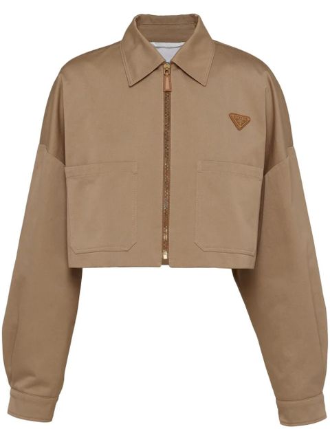 Prada triangle-logo cropped jacket - Neutrals - zdjęcie produktu nr 1