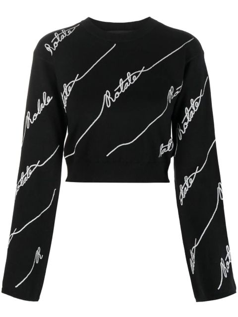 ROTATE BIRGER CHRISTENSEN logo-embellished cropped jumper - Black - zdjęcie produktu nr 1