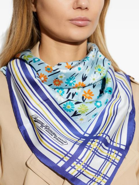 Lanvin floral-print striped scarf - Blue - zdjęcie produktu nr 2