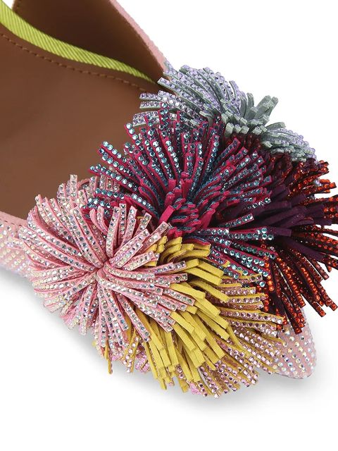 Kurt Geiger London sztyblety zamszowe Pom Pom Sling kolor różowy 5385999209