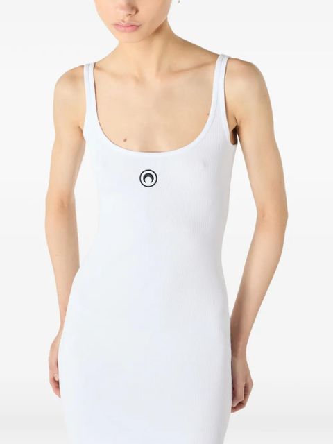 Marine Serre moon logo ribbed jersey dress - White