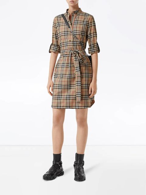Burberry Vintage check tie-waist shirt dress - Brown