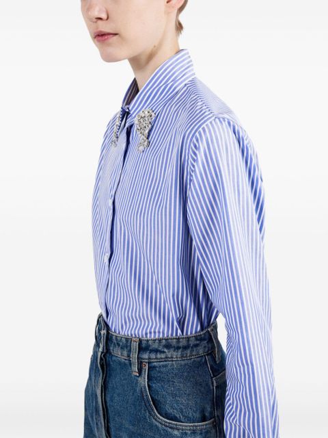 Prada embroidered stripe shirt - Blue