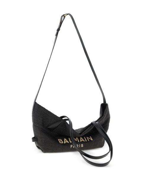 Balmain Track raffia tote bag - Black