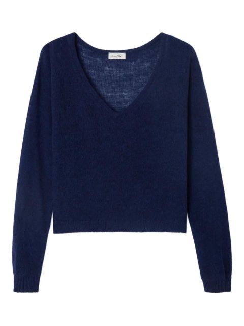 American Vintage Dumy fine-knit V-neck sweater - Blue - zdjęcie produktu nr 1