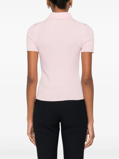 Maje buttoned ribbed polo shirt - Pink