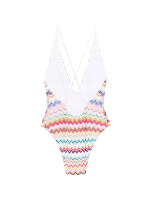 Missoni zigzag-pattern cross-back swimsuit - White - zdjęcie produktu nr 2