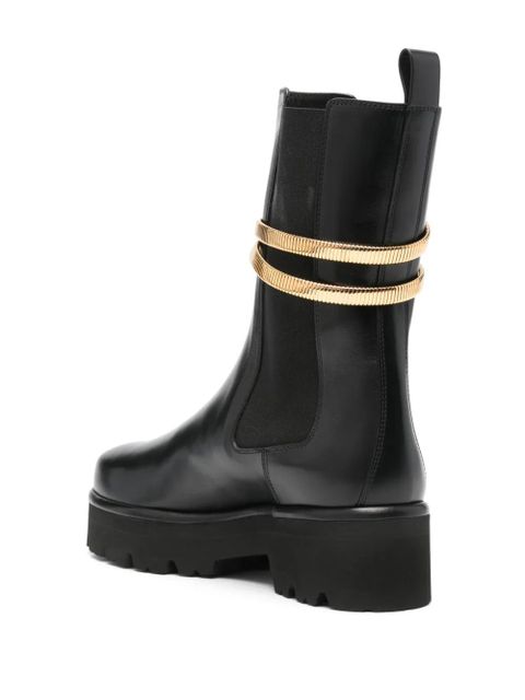 René Caovilla 45mm snake-detail boots - Black