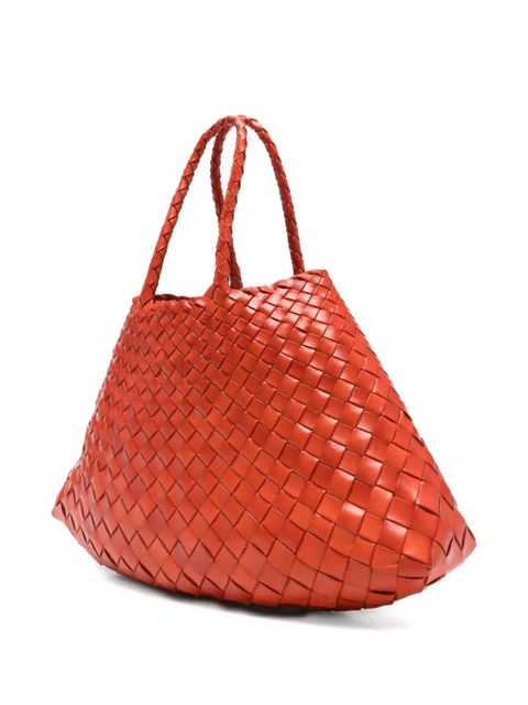 DRAGON DIFFUSION small Santa Croce woven leather shoulder bag - Orange