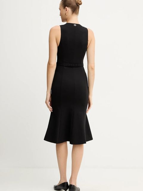 Twinset sukienka kolor czarny midi prosta 252TP2606