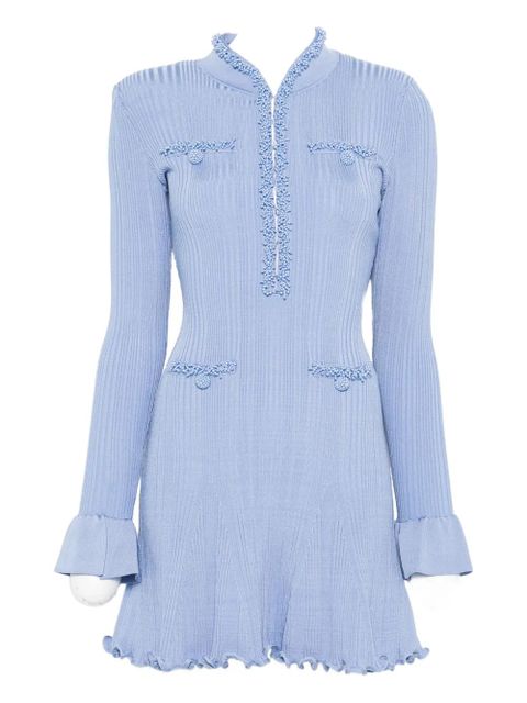 Self-Portrait pearl trim knit mini dress - Blue - zdjęcie produktu nr 1