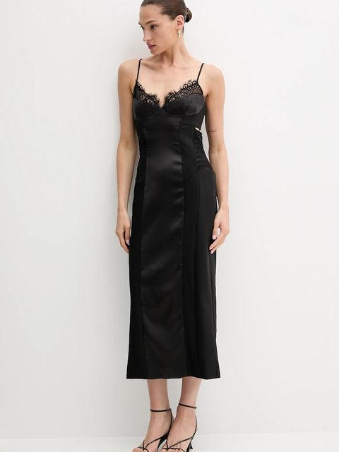 Bardot sukienka kolor czarny midi prosta 60025DB - zdjęcie produktu nr 2