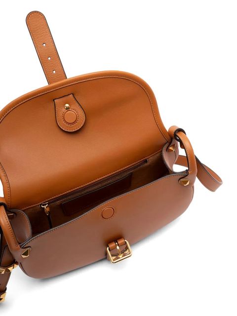 Valentino Garavani Flaneuse studded buckle-strap leather shoulder bag - Brown