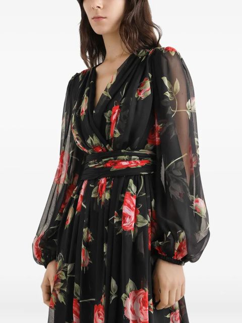 Dolce & Gabbana floral long-sleeve maxi dress - Black