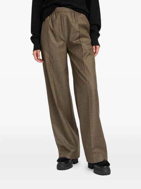 Yves Salomon elasticated waistband flannel trousers - Brown