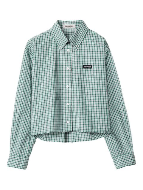 Miu Miu Gingham-check cropped shirt - Green - zdjęcie produktu nr 1