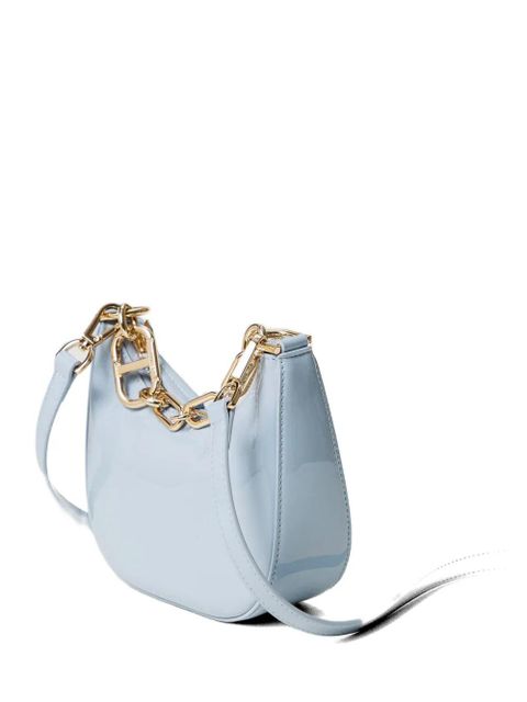 TWINSET Mini Croissant patent-finish chain-link bucket bag - Blue - zdjęcie produktu nr 2