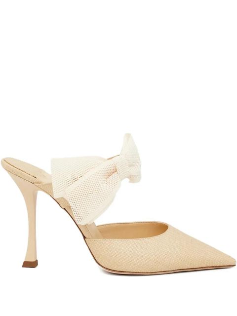 Jimmy Choo 100mm Brook bow pointed mules - Neutrals - zdjęcie produktu nr 1
