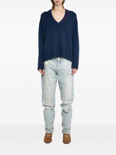 Zadig&Voltaire Miky embroidered V-neck sweater - Blue - zdjęcie produktu nr 2