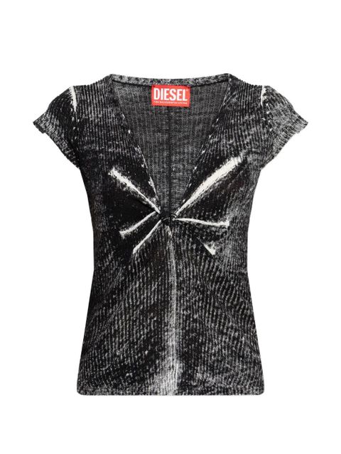 Diesel knotted V-neck T-shirt - Black - zdjęcie produktu nr 1