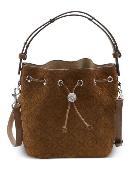 Tory Burch T Monogram suede bucket bag - Brown - zdjęcie produktu nr 1