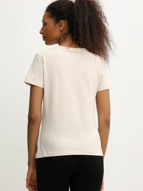 Guess t-shirt BRIANA damski kolor beżowy V3BI11 J1314