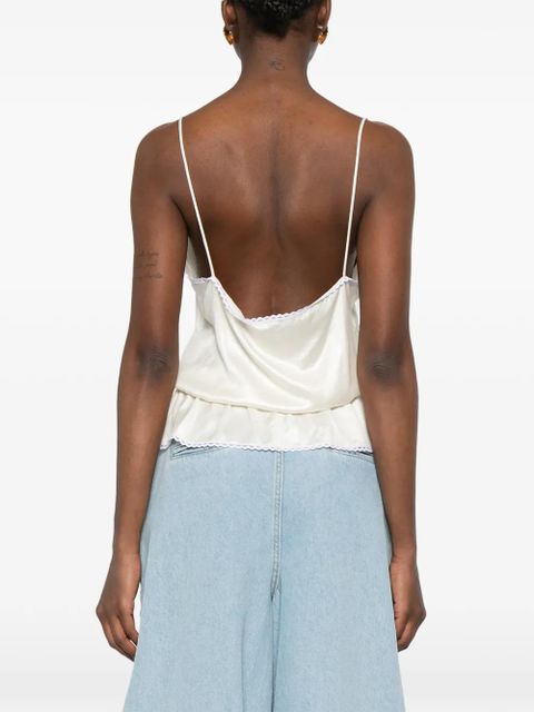 Magda Butrym lace ruffled top - Neutrals