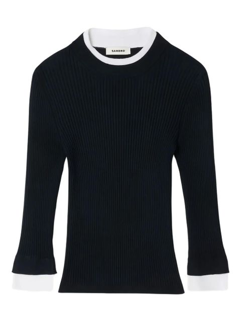 SANDRO ribbed round-neck T-shirt - Black - zdjęcie produktu nr 1