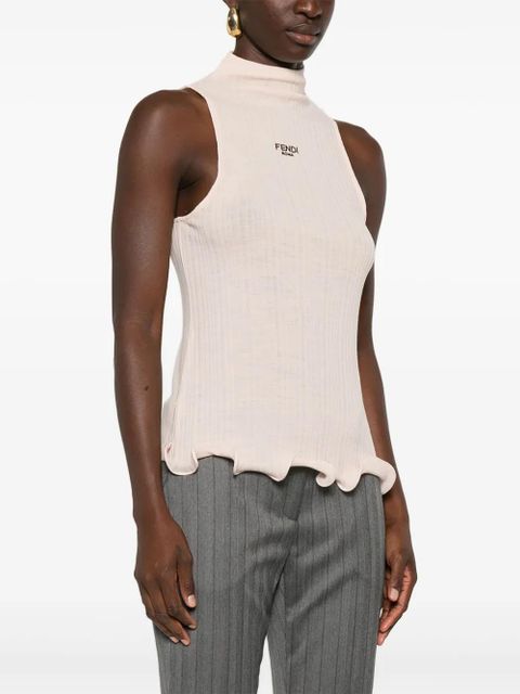 FENDI ribbed mock-neck top - Pink