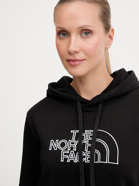 The North Face bluza Drew Peak Light damska kolor czarny z kapturem wzorzysta NF0A8C1DKY41