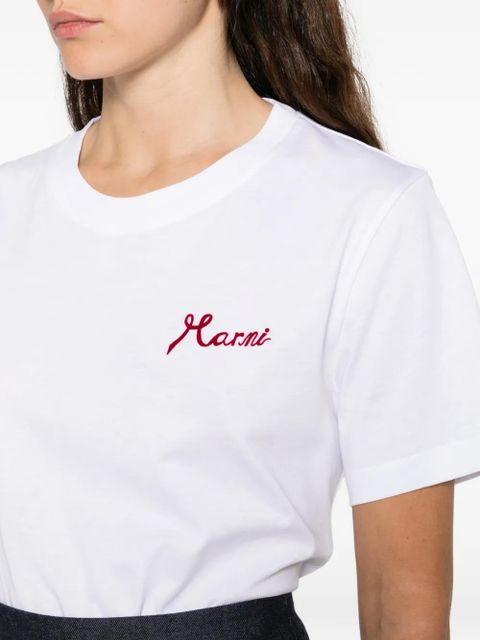 Marni logo on the chest cotton T-shirt - White