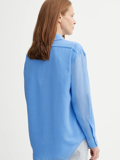 Calvin Klein koszula damska kolor niebieski relaxed z kołnierzykiem klasycznym LV044B902G