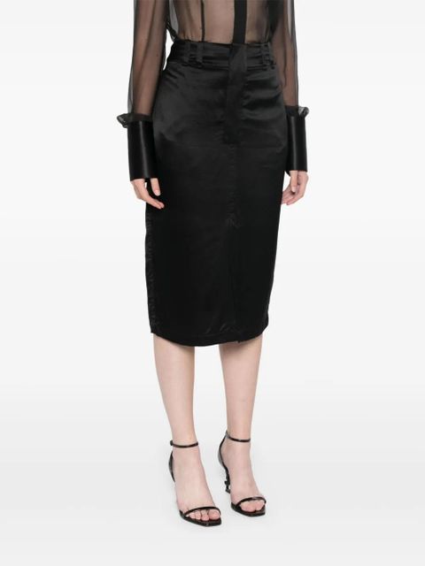 Saint Laurent silk midi skirt - Black