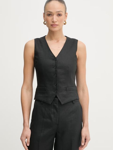 Weekend Max Mara kamizelka jednorzędowa damska lniana PACE - zdjęcie produktu nr 1