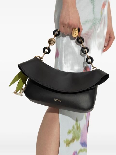 LOEWE chain-link ruffled shoulder bag - Black - zdjęcie produktu nr 2