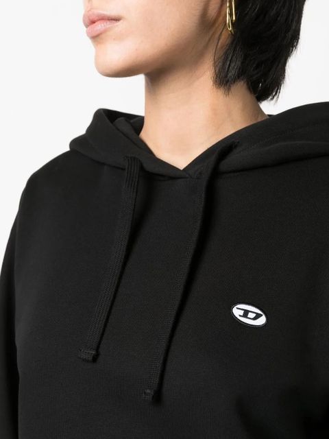 Diesel logo-patch drawstring hoodie - Black