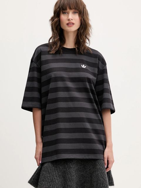 adidas Originals t-shirt bawełniany Striped Ss Tee damski kolor czarny KF2321 - zdjęcie produktu nr 1