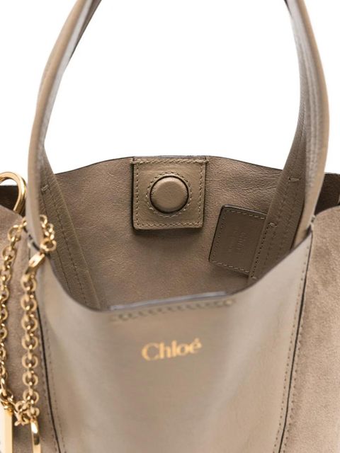 Chloé small suede grained leather tote bag - Neutrals